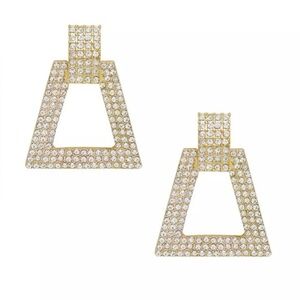 ettika Pyramid Crystal Earrings in 18K Plated Gold